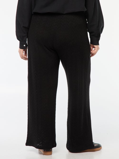 Wijde tricotbroek met ajourmotiefje - Kiabi