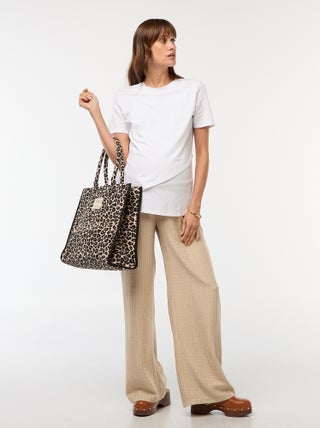 Wijde zwangerschapsbroek met strepen