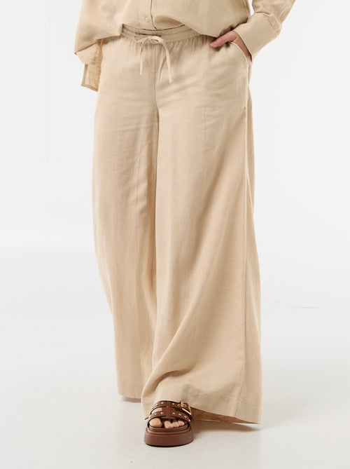 Wijde zwangerschapsbroek van linnenmix - Kiabi