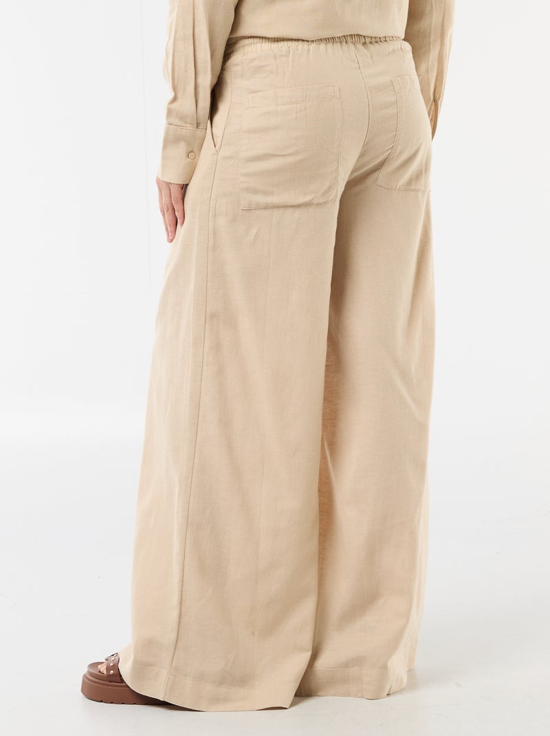 Wijde zwangerschapsbroek van linnenmix Biege - Kiabi