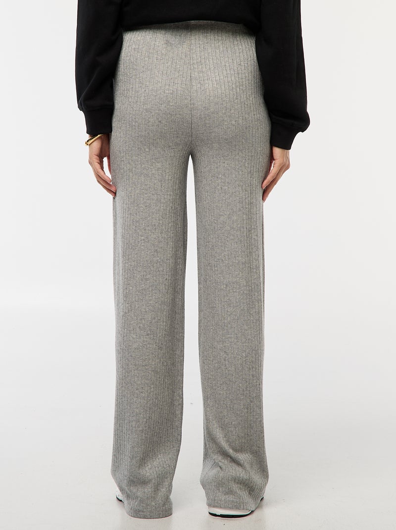 Wijde zwangerschapsbroek van ribstof Grijs - Kiabi