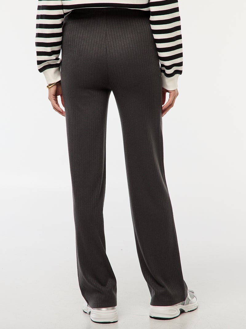 Wijde zwangerschapsbroek van ribstof Zwart - Kiabi