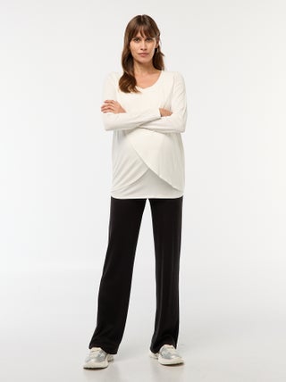 Wijde zwangerschapsbroek van ribstof