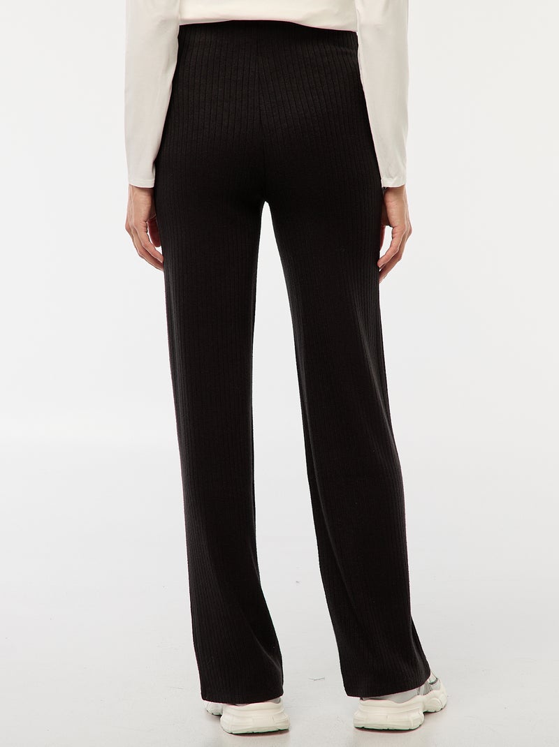 Wijde zwangerschapsbroek van ribstof zwart - Kiabi