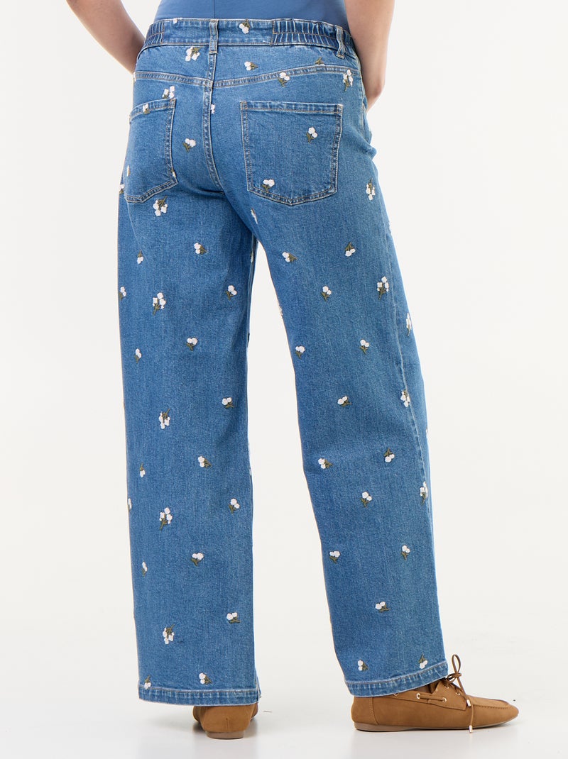 Wijde zwangerschapsjeans met motief Blauw - Kiabi
