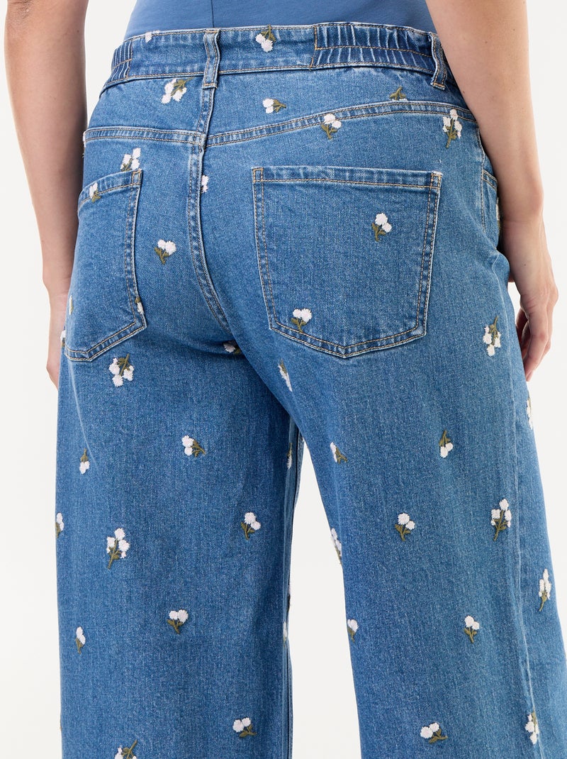 Wijde zwangerschapsjeans met motief Blauw - Kiabi