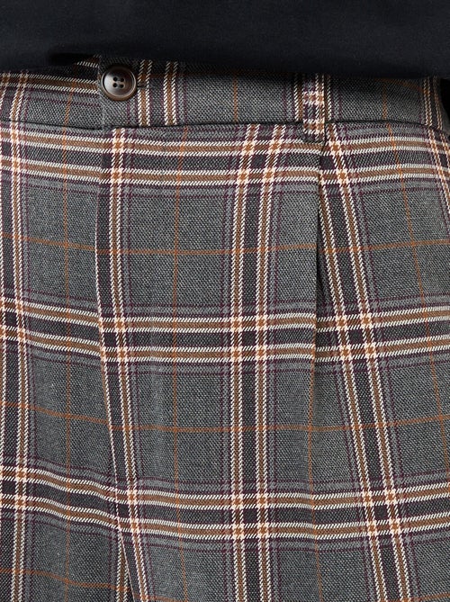 Wijdvallende broek met ruitjes - Kiabi