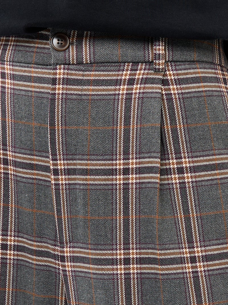 Wijdvallende broek met ruitjes Grijs - Kiabi
