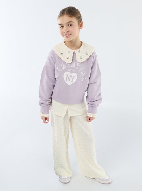 Wijdvallende broek van stretch tricot - Kiabi