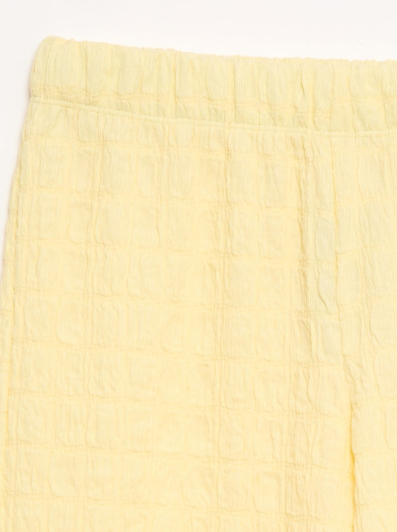 Wijdvallende broek van stretch tricot Geel - Kiabi