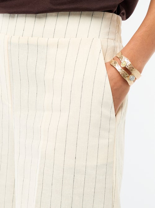 Wijdvallende culottebroek van linnenmix - Kiabi