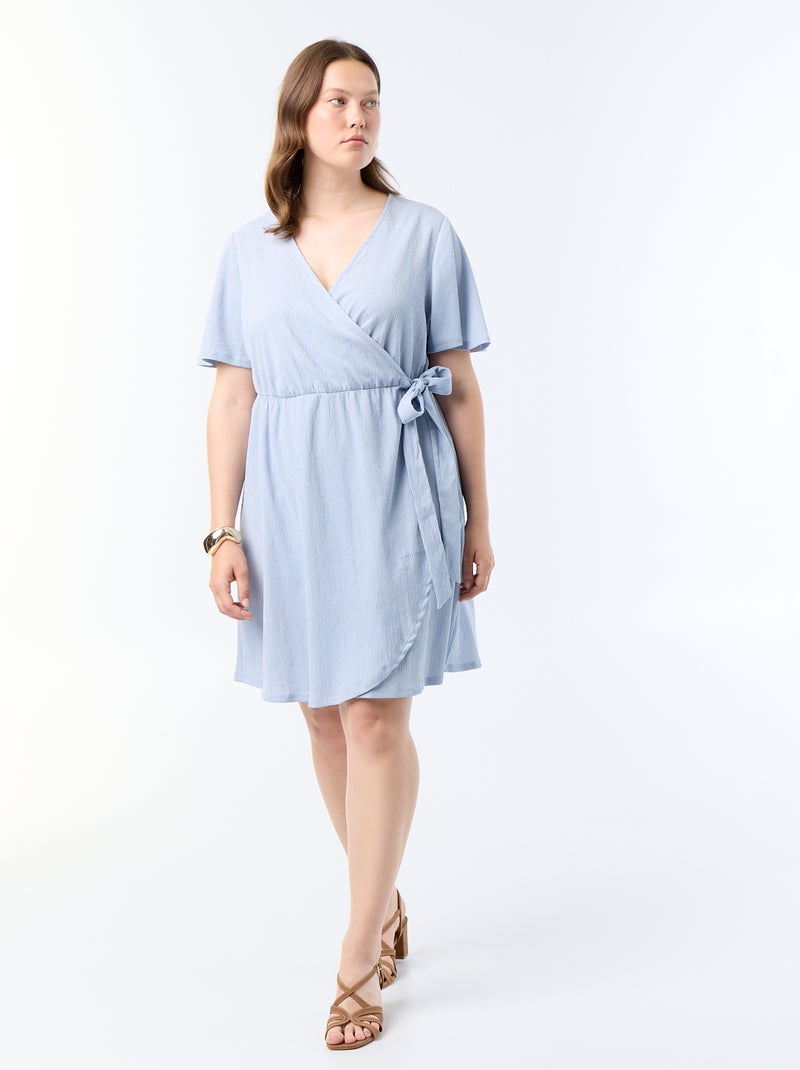 Wikkeljurk van gewafelde stof Blauw - Kiabi