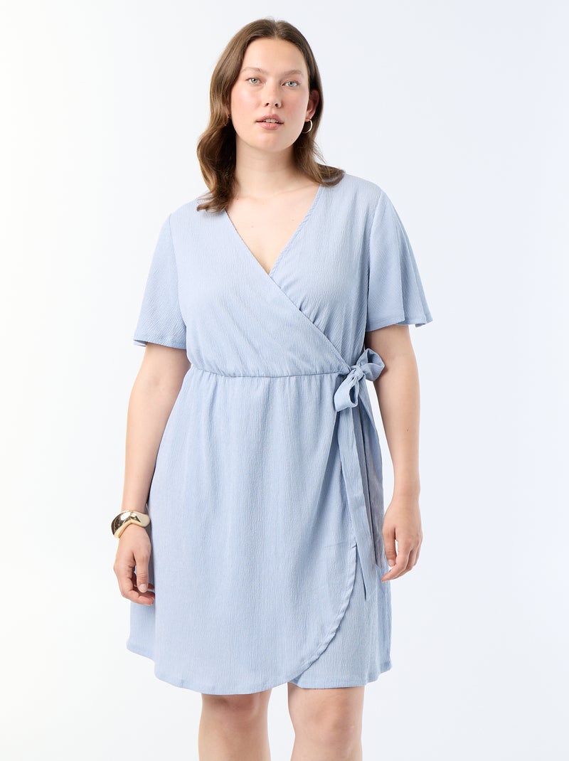 Wikkeljurk van gewafelde stof Blauw - Kiabi