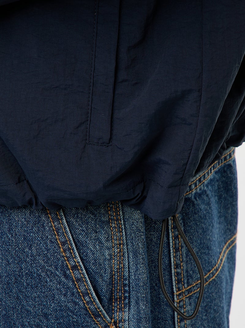 Windjack met capuchon en afneembare mouwen Blauw - Kiabi