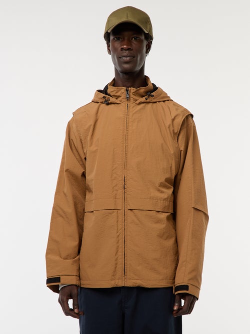 Windjack met capuchon en afneembare mouwen - Kiabi
