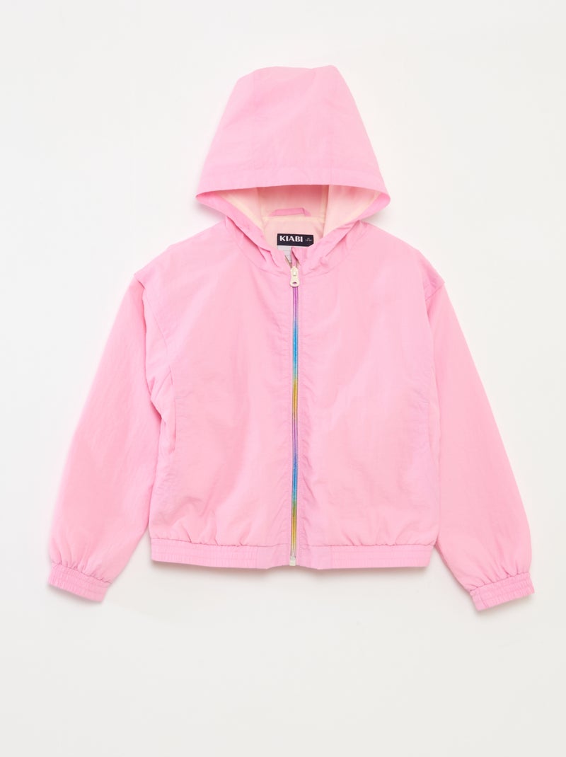 Windjack met capuchon en elastische zoom Rose - Kiabi