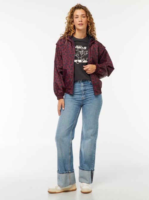 Windjack met capuchon en luipaardmotief - Kiabi