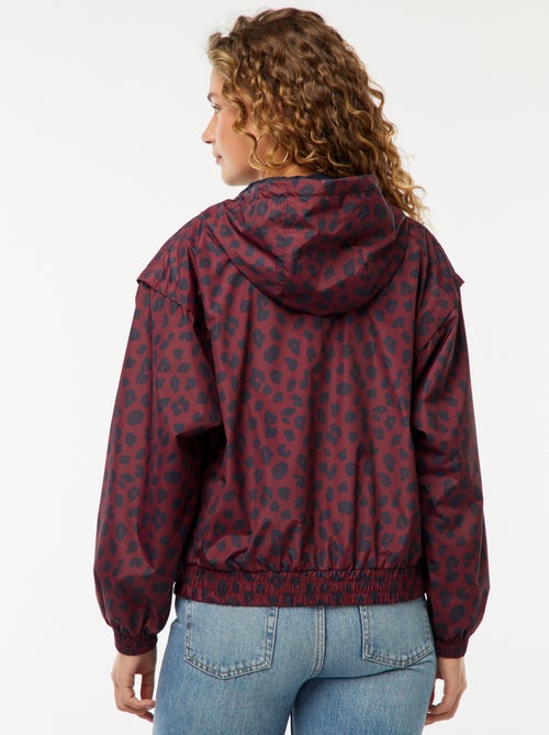 Windjack met capuchon en luipaardmotief - Kiabi