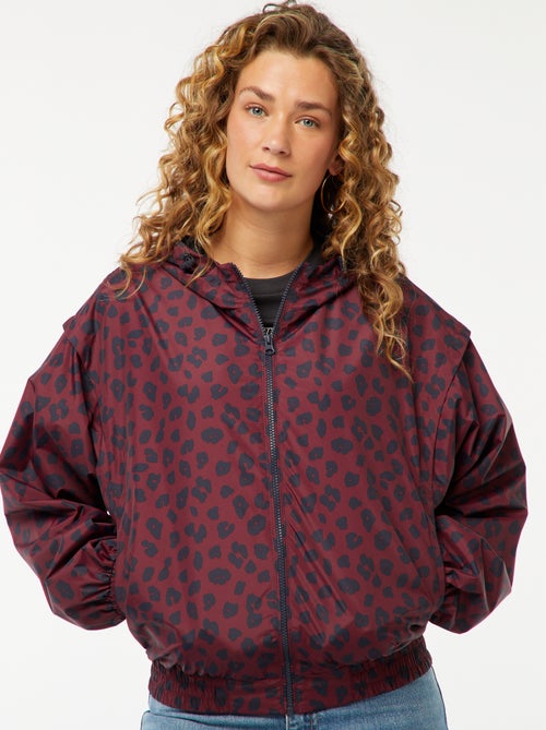 Windjack met capuchon en luipaardmotief - Kiabi