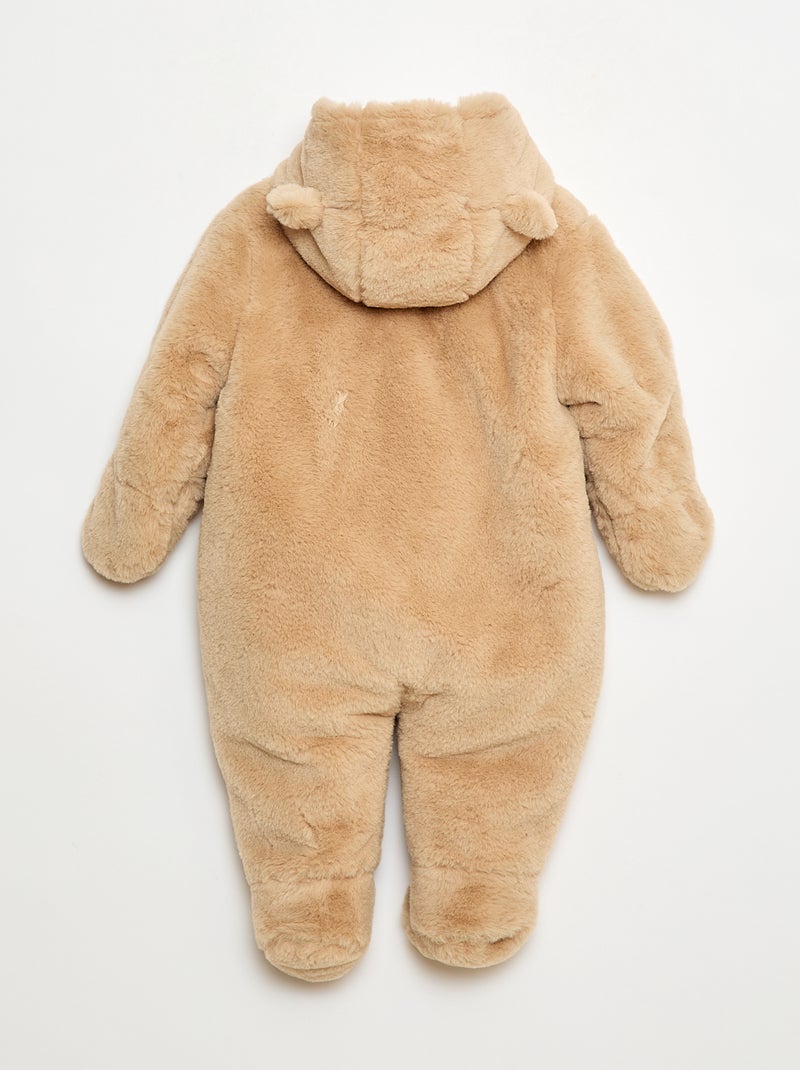 Winterpakje met capuchon met pluche-effect Biege - Kiabi