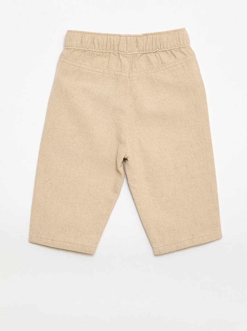 Witte broek met fijne streepjes Biege - Kiabi