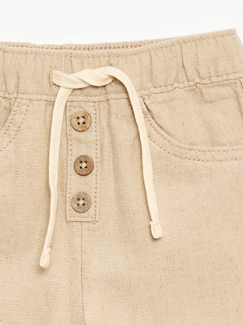 Witte broek met fijne streepjes Biege - Kiabi