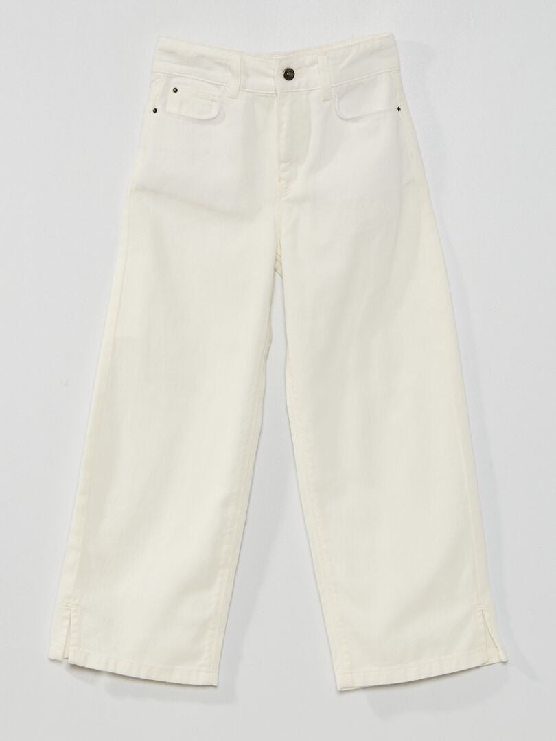 Witte jeans met brede pijpen WIT - Kiabi