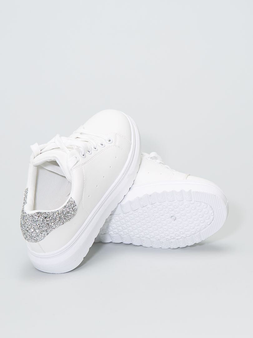 Witte sneakers met pailletten Beige - Kiabi