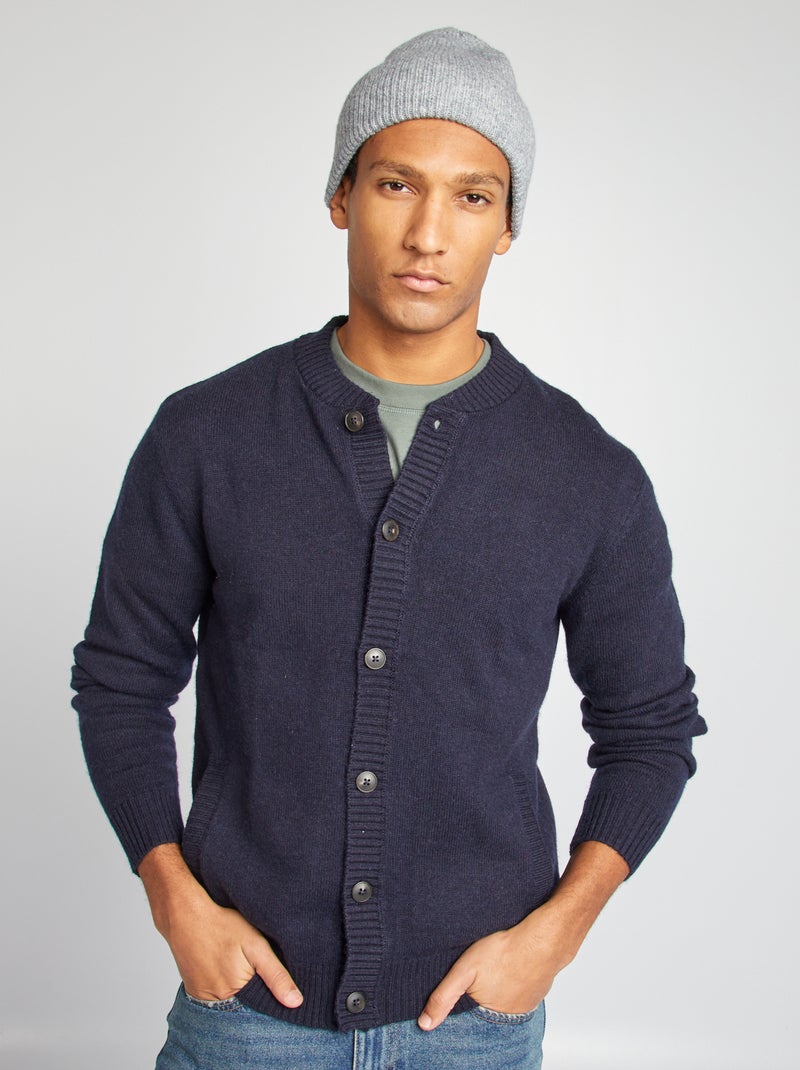Wollen vest met knopen BLAUW - Kiabi