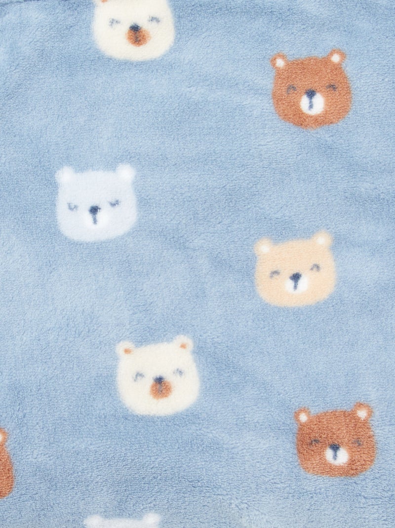 Zacht deken met print en fleece-effect BLAUW - Kiabi