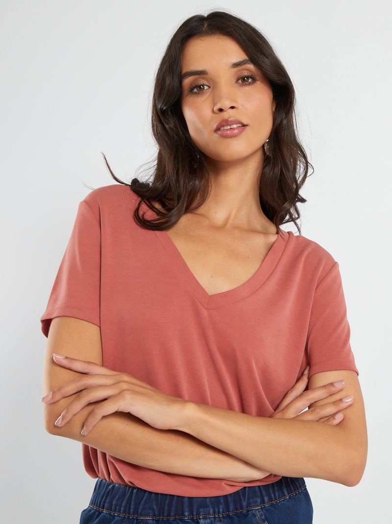 Zacht T-shirt met korte mouw ROOD - Kiabi