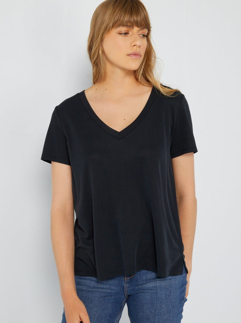 Zacht T-shirt met korte mouw zwart - Kiabi