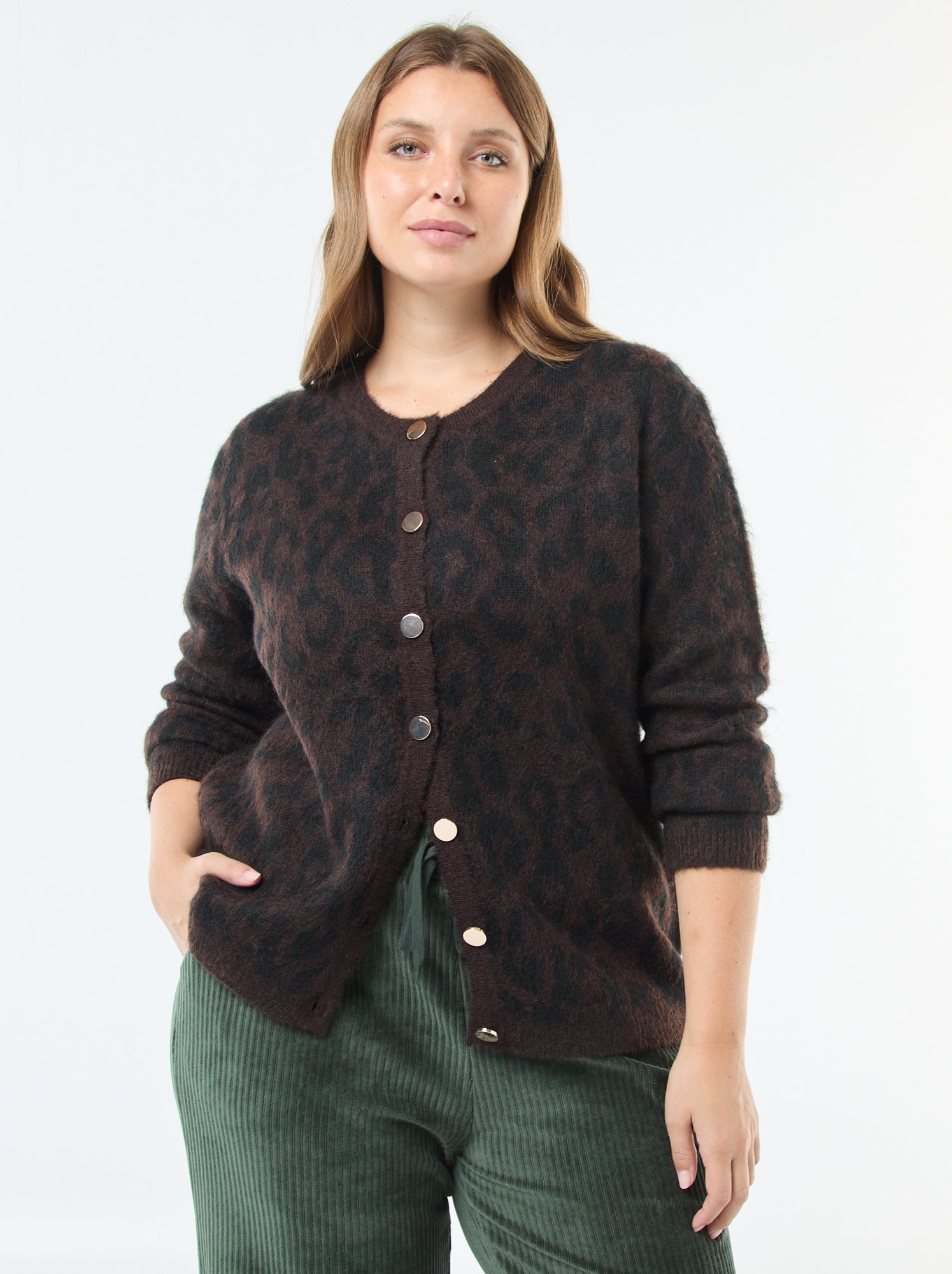 Zacht vest met luipaardprint