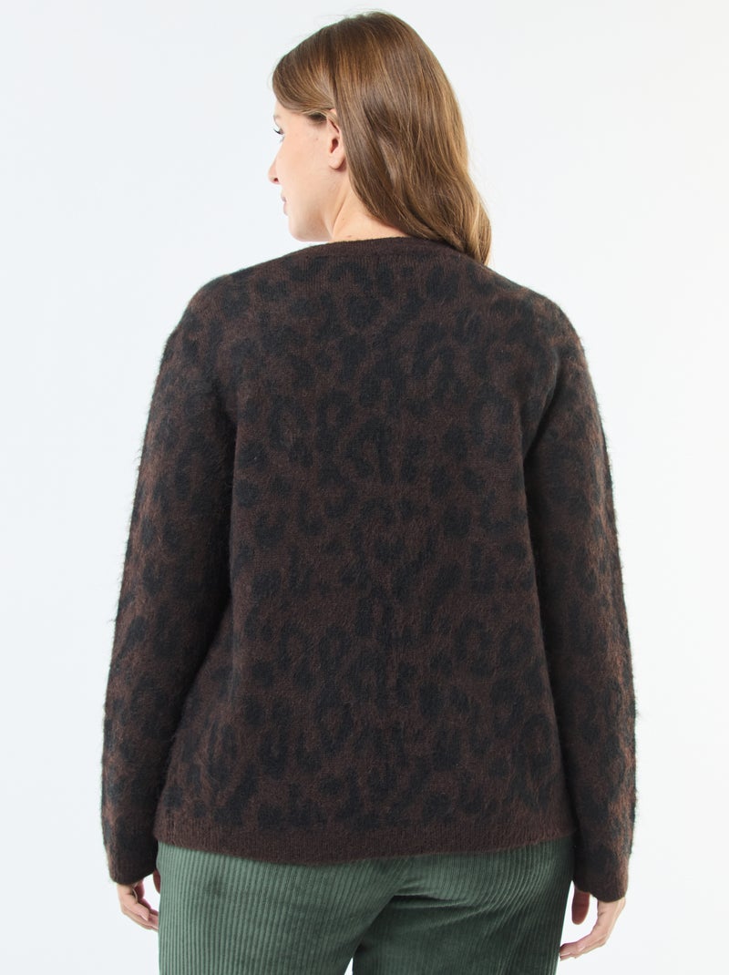 Zacht vest met luipaardprint Biege - Kiabi