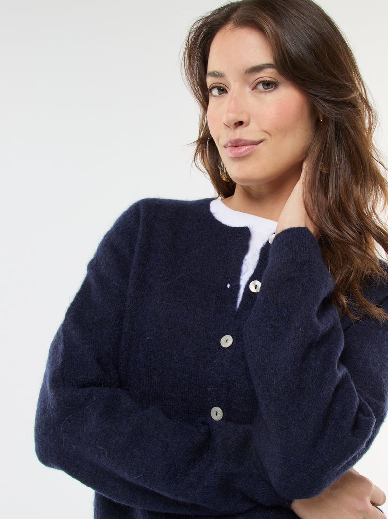 Zacht vest van wol en mohair Blauw - Kiabi