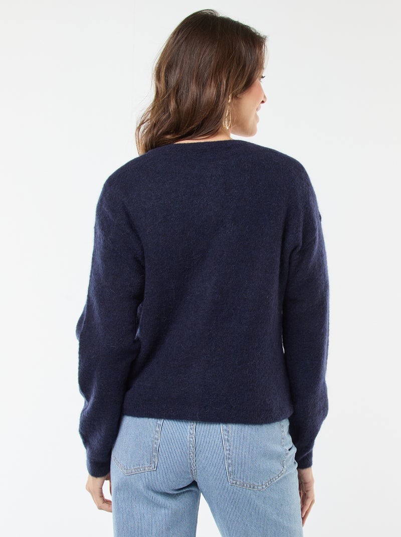 Zacht vest van wol en mohair Blauw - Kiabi