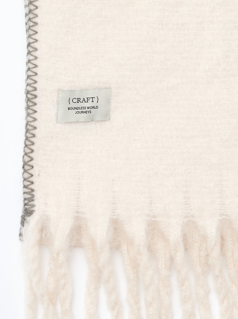 Zachte dikke sjaal met franjes Biege - Kiabi