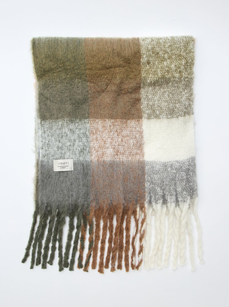 Zachte dikke sjaal met franjes Bruin - Kiabi