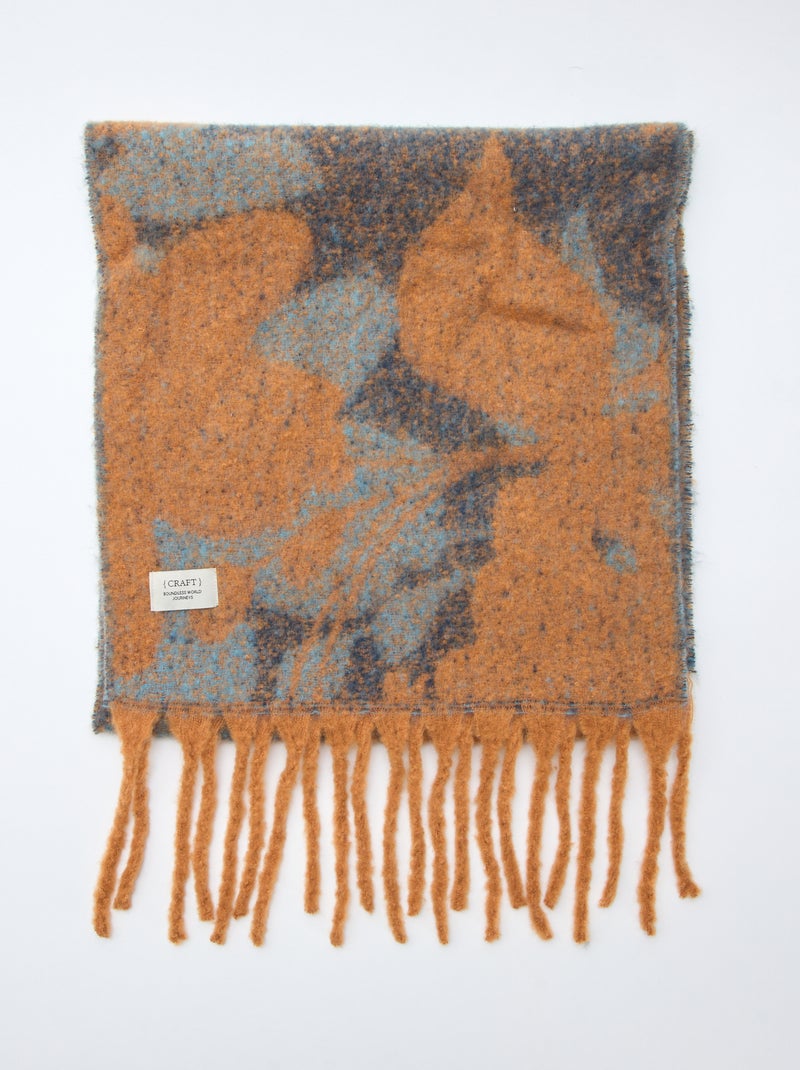 Zachte dikke sjaal met franjes Oranje - Kiabi