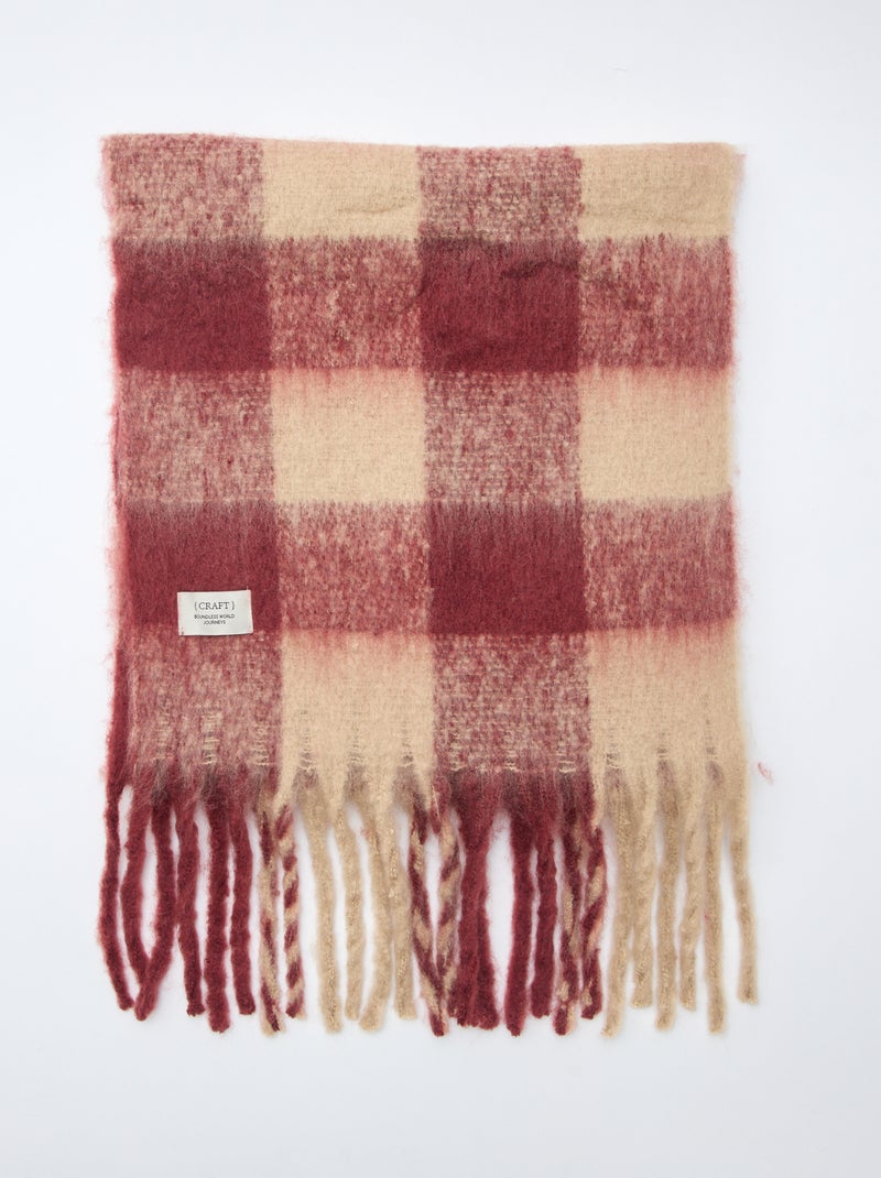 Zachte dikke sjaal met franjes Rood - Kiabi