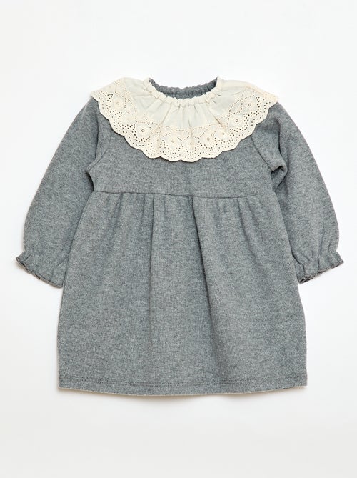 Zachte gebreide jurk met fantasie kraag - Kiabi