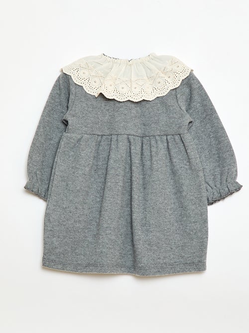 Zachte gebreide jurk met fantasie kraag - Kiabi