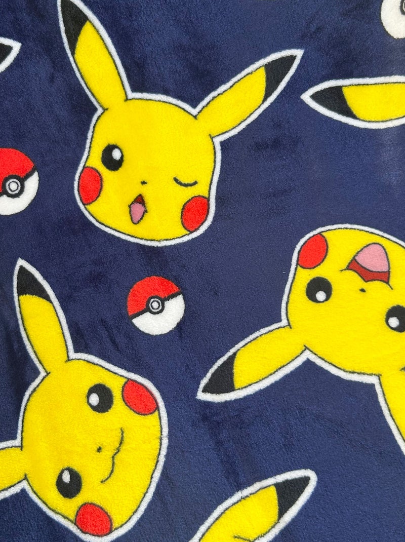 Zachte plaid met Pikachu-print Blauw - Kiabi