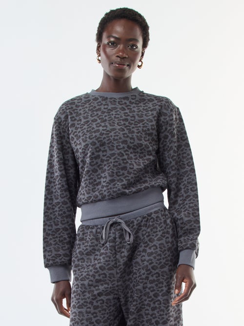 Zachte trui met ronde hals en luipaardprint - Kiabi