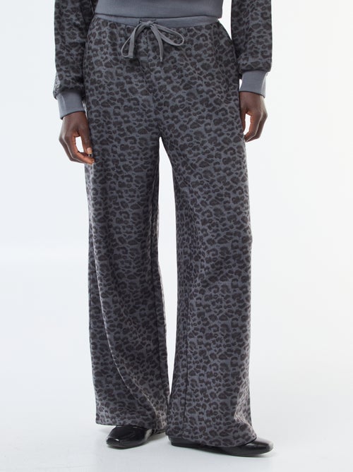 Zachte wijde broek met luipaardprint - Kiabi
