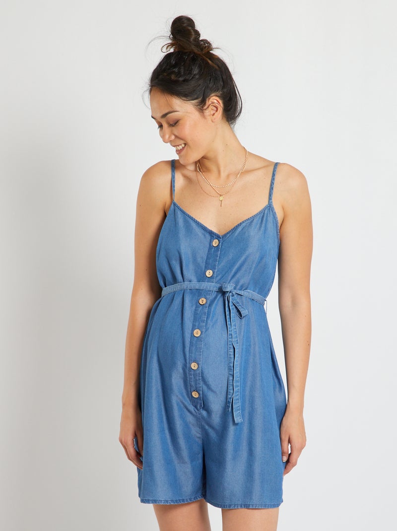 Zwangerschaps-playsuit van spijkerstof BLAUW - Kiabi