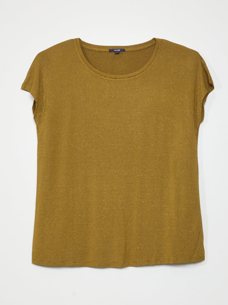 Zwangerschaps-T-shirt met korte mouw en smalle streepjes GROEN - Kiabi