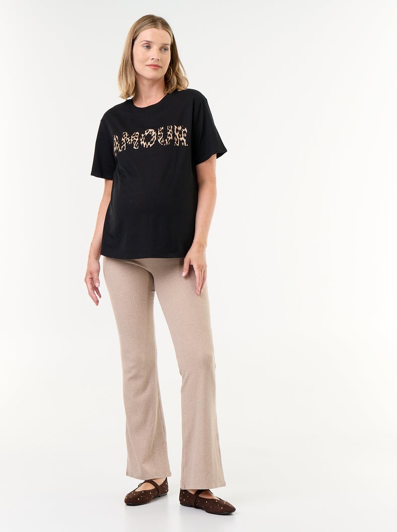 Zwangerschaps-T-shirt met print Zwart - Kiabi