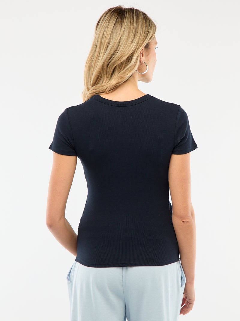 Zwangerschaps-T-shirt van ribstof Blauw - Kiabi