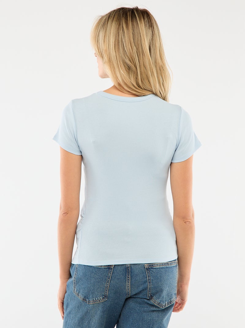 Zwangerschaps-T-shirt van ribstof Blauw - Kiabi